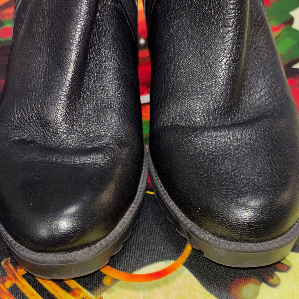 Naturalizer Black Leather Wedge Ankle Booties - Picture 4 of 5